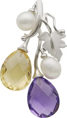 Produktbild von Anhänger mit Amethyst Citrin Süßwasser Zuchtperlen 925 Silber rhodiniert Damen