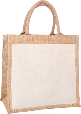Produktbild von Jute Tasche 20x20 klein, Jutetasche unbedruckt, Henkeltasche Geschenktasche Blanko zum Beplotten Bemalen