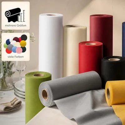Produktbild von Tischdeckenrolle Vlies 1,19 x 25 m Weiß, 80 g/m² | bis 45% Recyclat, abwaschbar, wasserabweisend, Tischdecke Rolle, , Party, Hochzeit, Catering
