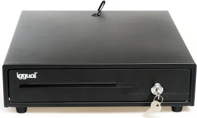 Produktbild von iggual IRON-10, Manuelle und automatische Geldschublade, Metall, Schwarz, 380 mm, 335 mm, 80 mm