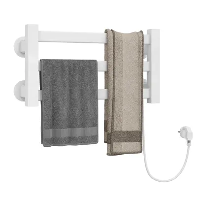 Productafbeelding van Puluomis Elektrische handdoekwarmer met één drukknopbediening, constante temperatuur van 55°C, IPX4 waterdicht, witte badkamerverwarmer, 40x21.6 cm