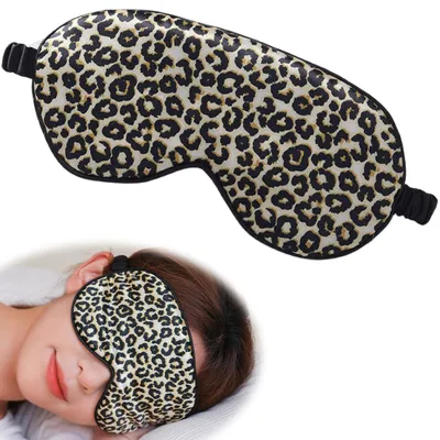 Produktbild von Schlafmaske für Damen, Schlafbrille, Seidenschlafmaske, bequeme und superweiche Augenmaske, ultimative Einschlafhilfe, Schlafmaske mit Leopardenmuster