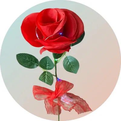 Kunstrose rot, 40 cm, mit Schleife, einzelner Stiel