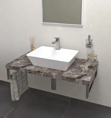 Produktbild von Sapho AVICE Waschtischplatte 70x50cm, Stärke 5cm, grauer Stein