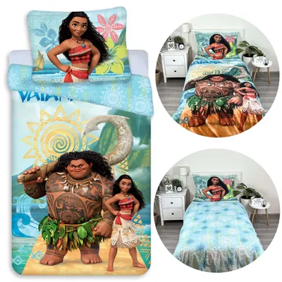 Produktbild von Disney Vaiana doppelseitige Kinderbettwäsche mit Reißverschluss, 100 % Baumwolle, 140 × 200 cm + 70 × 90 cm, ® Standard 100