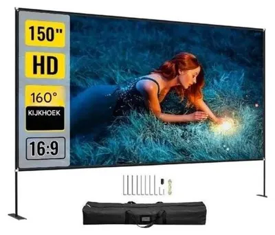 Produktbild von 150 Zoll XXL Beamer Leinwand - 4K Full HD - 16:9 Format - inkl. Standfuß