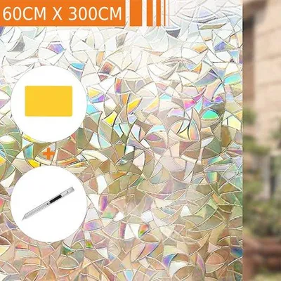 Obrázok produktu pre Uniqoos® Ochranná fólia na okná, samolepiaca a statická, izolujúca, s dúhovým vzorom, 60 x 300 cm
