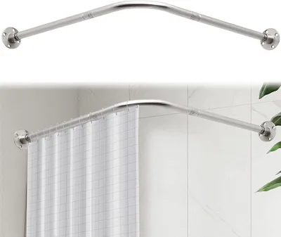 Obrázek produktu pro L-tvarová sprchová závěsná tyč z nerezové oceli, nastavitelná rozměry 68-138 x 68-138 cm, nosnost až 16 kg