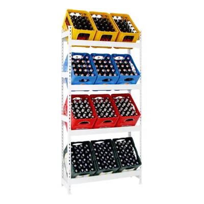 Produktbild von PROREGAL Getränkekistenregal HIGH BIG CAMEL | HxBxT 200x100x30cm | Weiß