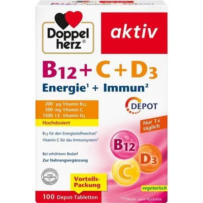 Produktbild von Doppelherz B12+C+D3 Depot aktiv Tabletten 100 St