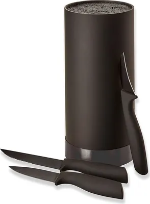 Produktbild von ECHTWERK Messerblock mit Borsteneinsatz |Küchenmesser Set 4tlg | Universalmesser | Schälmesser | Gemüsemesser | Messer aus Klingenstahl | Black-Edition, EW-MB-0399, Schwarz