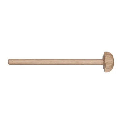 A wooden rod with a rounded end on a white background.