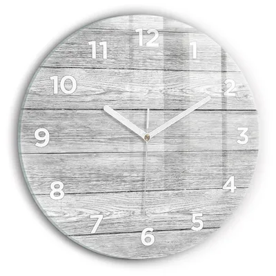 Produktbild von Wallfluent Wanduhr – Stilles Quarzuhrwerk - Uhr Dekoration Wohnzimmer Schlafzimmer Küche - Zifferblatt - weiße Zeiger - 30 cm - Holztafeln