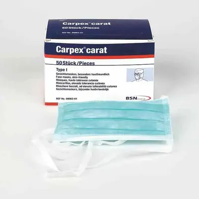 Produktbild von CARPEX Comfort OP-Masken BSN 50St EN14683 Typ I/II Hautfreundlich Atmungsaktiv