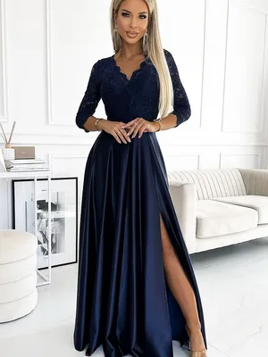 Immagine prodotto di Abito lungo modello Elegance di Numoco blu navy. M