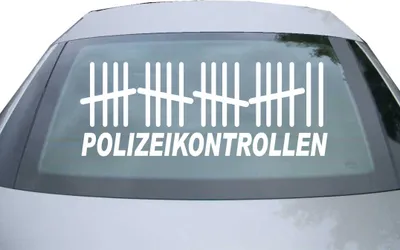 Produktbild von Indigos UG - Aufkleber Heckscheibe & Motorklappe DE2066 - weiß - 600x228 mm - Polizeikontrollen - Auto Scheiben Fenster Heckklappe Tuning Racing JDM - Die cut