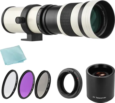 Produktbild von Kamera MF Super Telezoom Objektiv F/8,3-16 420-800mm T Mount + UV/CPL/FLD Filter Set +2X 420-800mm Telekonverter + T2-EOS Adapterring Ersatz fuer Canon EF-Mount EOS Rebel T7 T7i T6 T6 T6i T5 T5 SL2 80D 77D 700D 70D 60D 50D 5D 6D 7D 600D 550D 200D 150D 100D 1300D 1400D 1500D Kameras