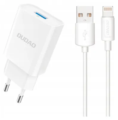 Obrázok produktu pre Dudao Usb-A 2.1A rýchla nabíjačka biela + Usb-A - Lightning kábel