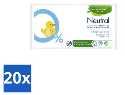 Produktbild von 20 x Neutral Baby Feuchttücher - parfumfrei - plastikfrei - Vorteilspackung - 20 Stücke