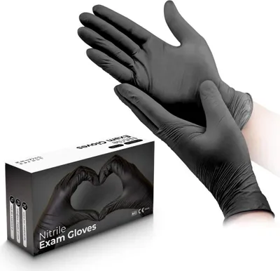 Obrázok produktu pre Nitrilové rukavice Miras L – balenie po 100 ks, čierne – bez púdru, bez latexu, pre domácnosť a ordináciu