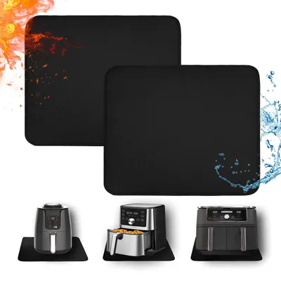 Produktbild von 2 hitzebeständige Matten 30 x 45 cm – 1 mm, Hitzeschutzmatte für Heißluftfritteusen, feuerfeste Matte für Küchenarbeitsplatten, öl- und wasserabweisend und leicht zu reinigen, schwarz
