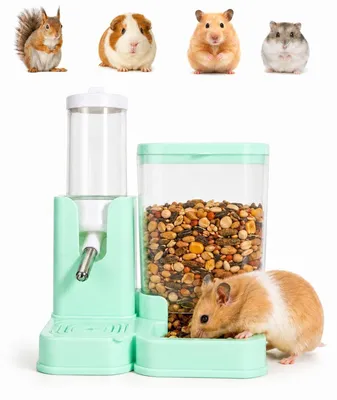 Produktbild von 2-in-1 Trinkflasche & Futterautomat Grün 80ml/320ml Auslaufsicher für Kleintiere