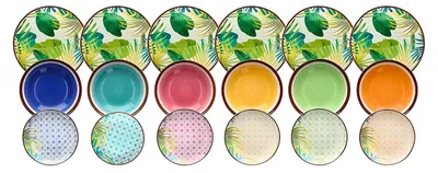 Image de Service de vaisselle en porcelaine 18 pièces pour 6 personnes avec design jungle