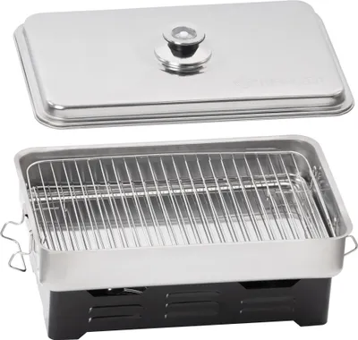 Image de Repas Four à fumage de table en acier inoxydable, four à fumage avec thermomètre, fumoir, set de fumage de table