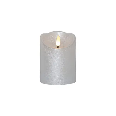 Produktbild von Star Trading 061-22 LED-Echtwachs-Kerze "Flamme Rustic"silber, ca. 10x7,5 cm,naturgetreue Flamme, exkl. Batterie, Timer, Vierfarb-Karton