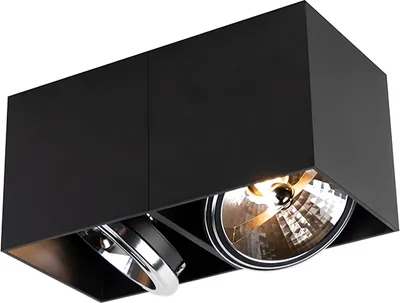 Zdjęcie produktu dla QAZQA - Nowoczesny Design Spot I Reflektor I Sufitowy Spot I Sufitowy Reflektor I Lampa I Oprawa czarny prostokątny 2-płomienny - Box I Salon I Sypialnia - Aluminiowy prostokątny - LED ge