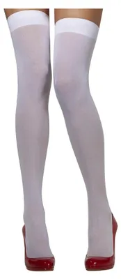 Produktbild von Smiffys Weiße halterlose Overknee Strümpfe ohne Silikonstreifen für Karneval & Halloween