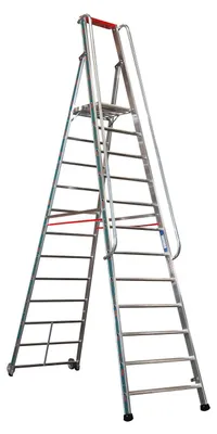 Produktbild von Euro-Profi Alu Podestleiter mit großem Standpodest Mod. S326 - Stufenanzahl: 12, Länge: 4,00 m