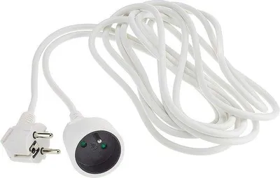 Image de Rallonge électrique 230 V, 5 m, avec sécurité enfants - Câble de prise - Prise Schuko femelle vers mâle - Type F - Blanc PPE1-05 5 m