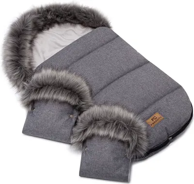 Produktbild von Baby Fußsack und Handmuff, Set, Maße 85 cm, mit Polar Minky, WinterFußsack für Kinderwagen, Grau wie Flachs [071]