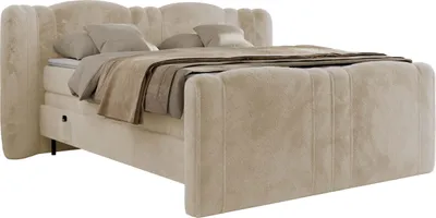 Produktbild von MKS MEBLE Boxspringbett mit motor FORTINA 140x200 cm elektrisch verstellbar 7-Zonen Multipocket Matratze Bettkasten Polsterbett - Creme Plüsch - H4