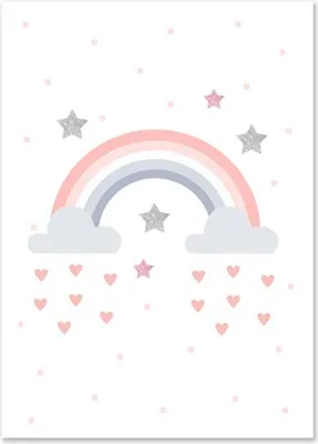 Produktbild von TPFLiving Kunstdruck LW-1053 (OHNE RAHMEN) Poster - Leinwand - Wandbild - Hochauflösender Giclée-Druck, langlebig und hochwertig - Einhorn, Zauberfee, Regenbogen - Für Kinderzimmer - Auch im 3er Set - Größe: 50x70cm