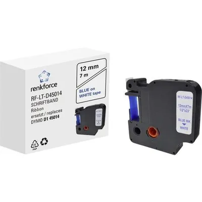 Produktbild von Renkforce RF-6027814, Blau auf weiss, Permanentes Acryl, Etikettenrolle, D1, Schwarz, DYMO
