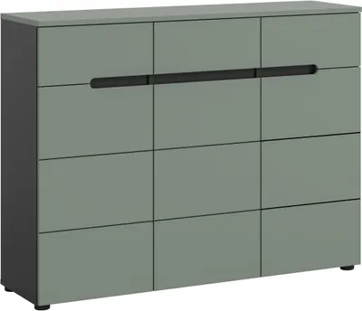 Immagine prodotto di Scarpiera Canu 3 ante, 3 cassetti verde polvere, grigio scuro.