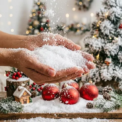 Kunstschnee 2 Liter – realistische Schneeflocken für Weihnachtsdekoration