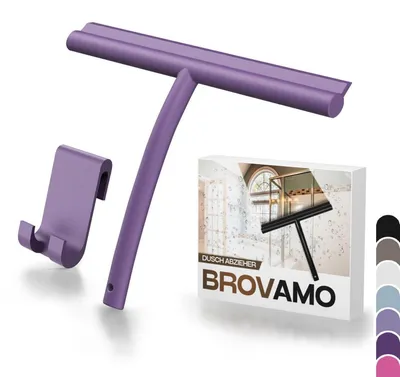Immagine prodotto di Spazzola per doccia in silicone con supporto, ideale per pulire doccia e specchi senza lasciare aloni