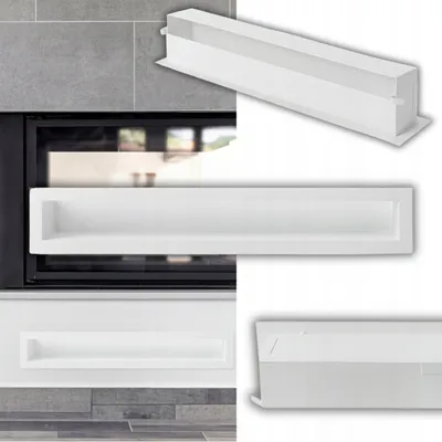 Produktbild von Kaminrost 10 x 50 cm – Gerader Kamin LUFT – Weiß – Kaminlüftung
