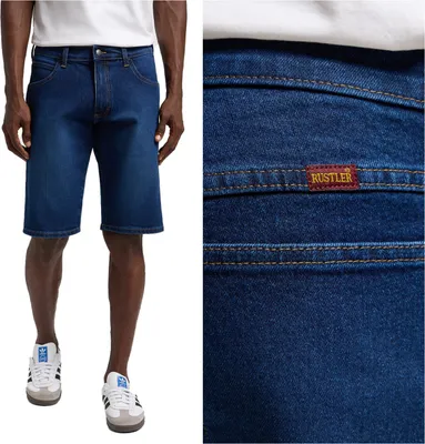 Produktbild von WRANGLER Herren, Shorts RUSTLER SHORT, Straight fit, W36, DARK WASH, kurze, hosen,