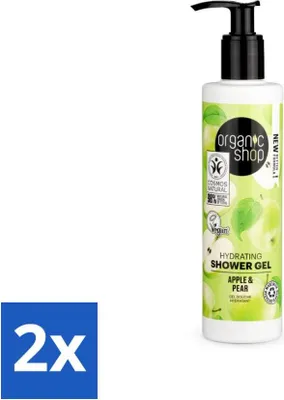 Image de Organic Shop - Gel douche pomme et poire - Rafraîchissant et hydratant - 280 ml - Pack avantage - 2 pièces