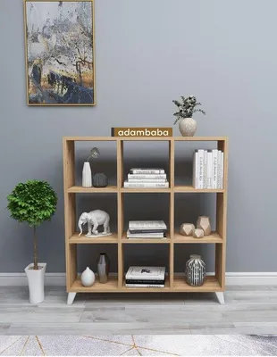 Immagine prodotto di Libreria a cubi adambaba con 9 scomparti in legno, 88,2 x 88,2 cm, pino
