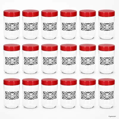 Produktbild von 18er Set Ida Aufbewahrungsglas 0,5L Vorratsgläser rot Müsli Nüsse