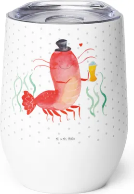 Produktbild von Mr. & Mrs. Panda Thermobecher Hummer Weizen - Weiß - Geschenk, Garnelen, Meer, Kochen, Gasthaus, glühweinbecher, Isolierbecher, thermosbecher, Thermo Becher, Bier, Kneipe