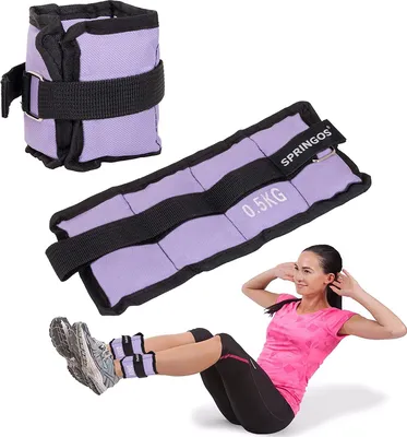Produktbild von SPRINGOS Fußgelenkgewichte 2 x 0,5 kg, violett, Trainingsgewichte, Gymnastik, Fitness Gewichtsmanschetten, Sportequipment