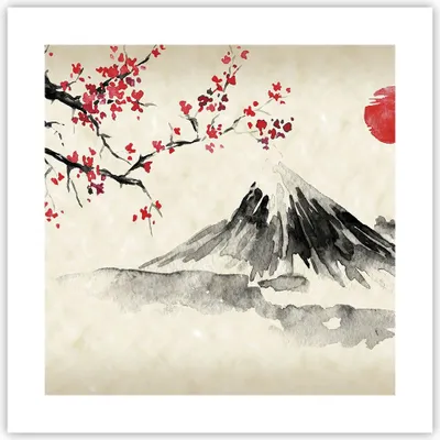 Produktbild von Poster - Poster ohne Rahmen - Aquarell asiatisch Landschaft - 40x40 cm - Wand Bild - Wanddeko - Wandbilder - Kunstposter - Wandposter - Bilder - Kunstdruck - Wanddekoration - P2XAC40x40-4513