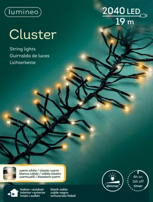 Produktbild von Lumineo Lichterkette CLUSTER 2040 LED 19 m, warm weiß + klassisch warm