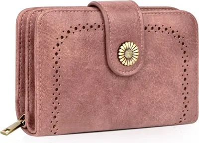 Produktbild von TEUEN Damen Geldbörse Vintage Leder RFID Schutz 10 Kartenfächer mehrere FächerRose